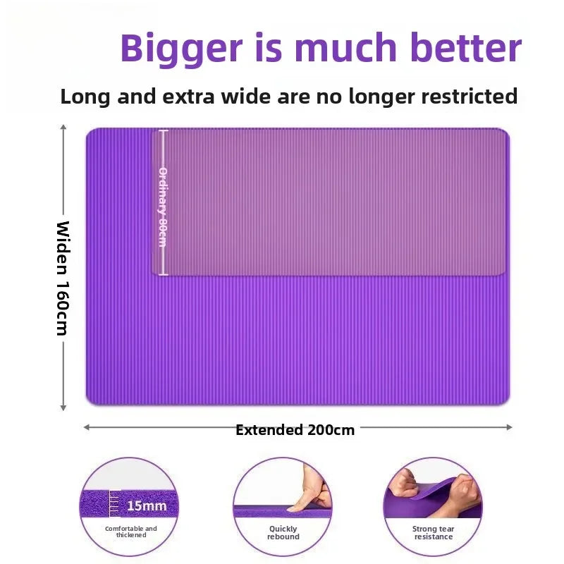 Bestseller Super Large Double Yoga Mat Non-slip Thickened Fitness Dance Floor Mat Children's Practice Household 2m * 1.3m * 15mm