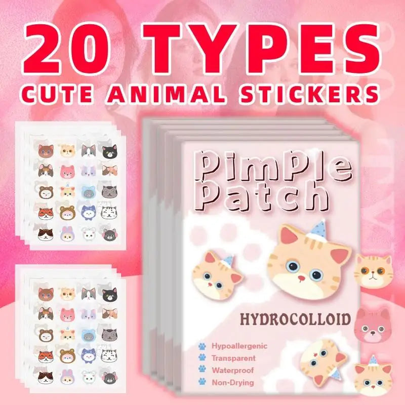 600Pcs Acne Patches Cat Shaped Acne Heal Sticker Colorful Acne Cover Removal Pimple Patch Anti-Acne Hydrocolloid Sticker