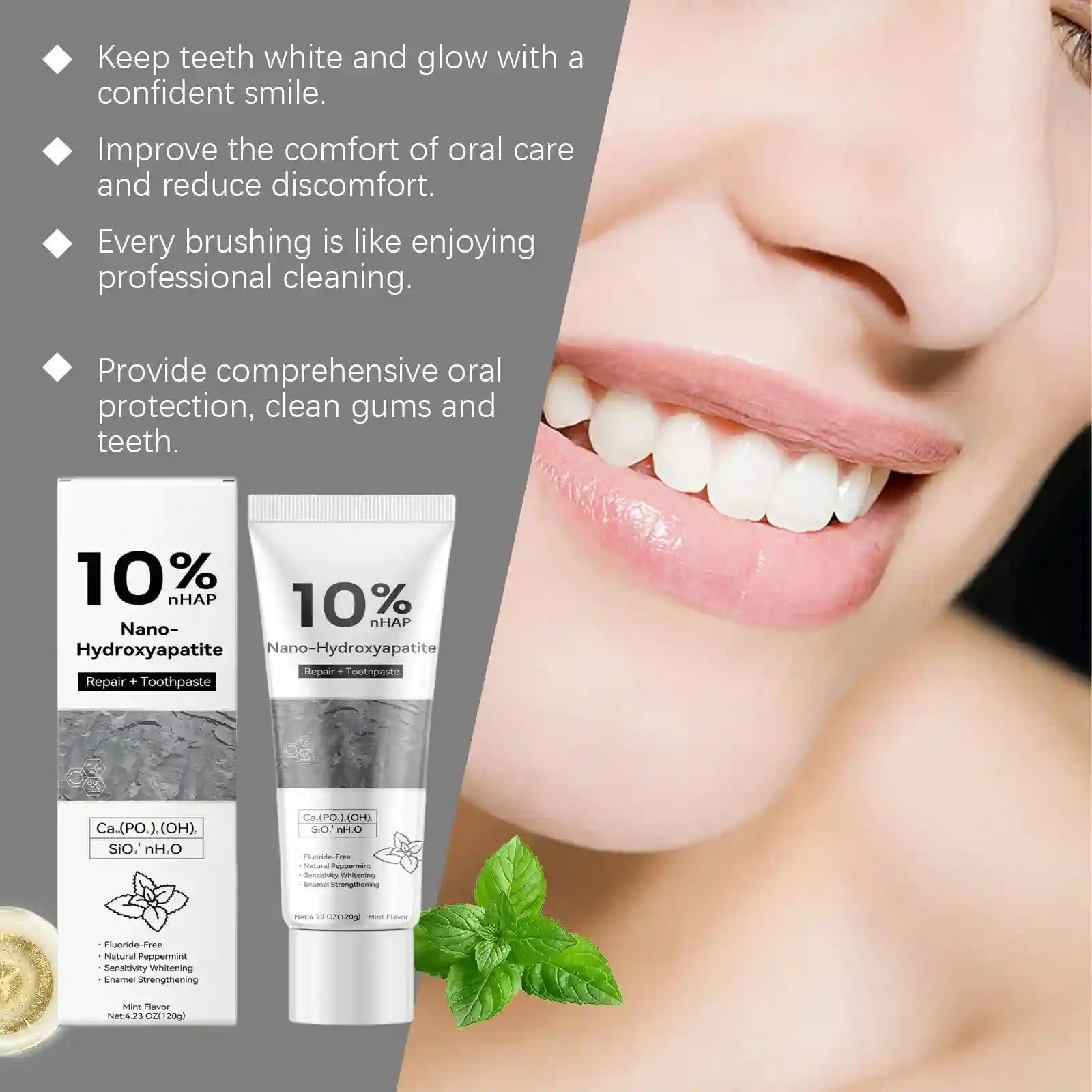 Tidesmit Nano Hydroxyapatite toothpaste for effective teeth whitening and plaque removal