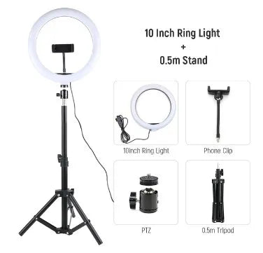 Dimmable LED Ring Light with Adjustable Tripod Stand - Tidesmit EU Tidesmit