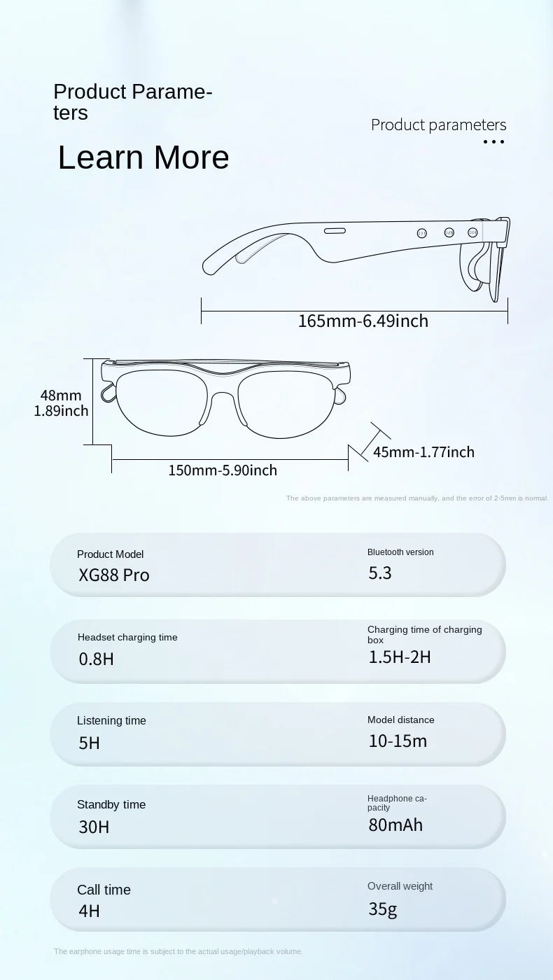Smart Bluetooth Audio Glasses - Open Ear Spatial Sound for Mixed Reality Tidesmit