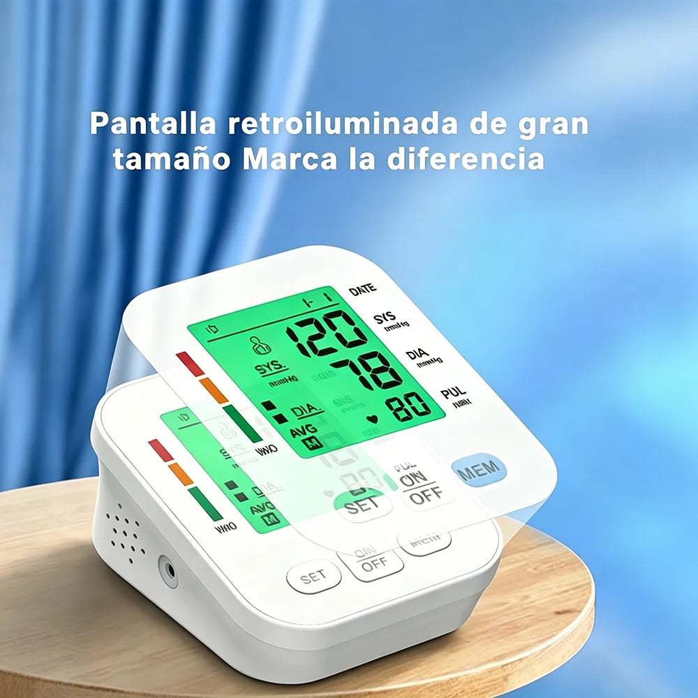 Spanish Upper Arm Automatic Blood Pressure Monitor BP Sphygmomanometer Pressure Meter Tonometer for Measuring Arterial Pressure