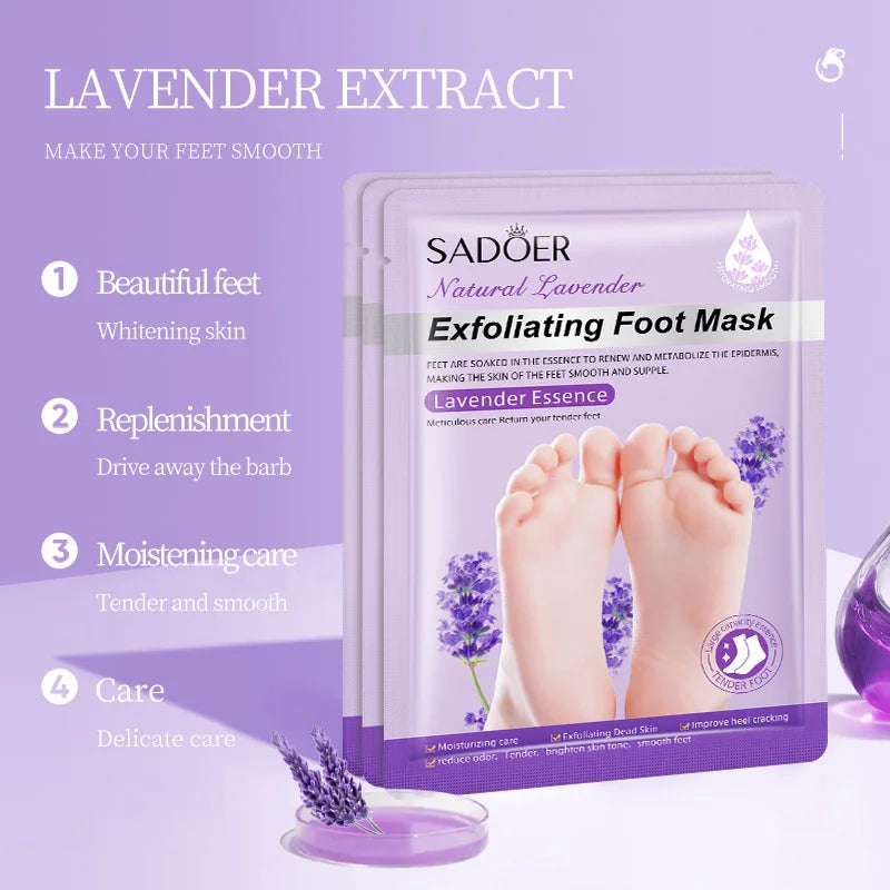 Lavender Foot Mask Moisturizing Exfoliating Treatment - 5 Pairs Set Scrubs Treatments Tidesmit