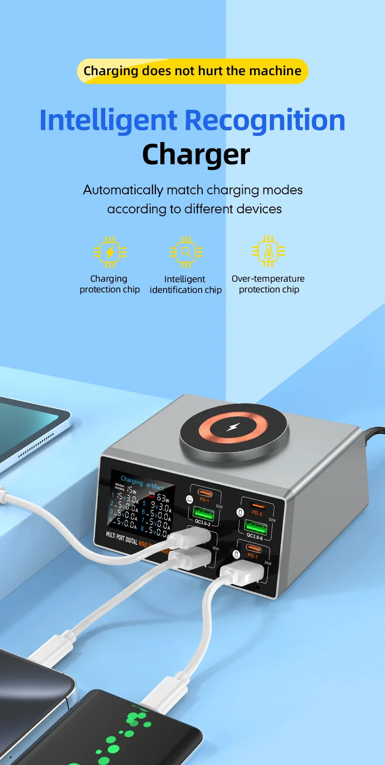 140W 8-Port USB Fast Charging Station - Multi-Device Desktop Power Hub Tidesmit