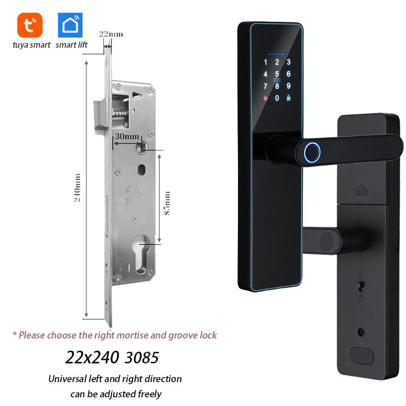 2026 New WiFi Tuya APP Smart Door Lock Remote Unlocking Digital Electronic Smart Home Wooden Door Lock Fingerprint Sound Quiet