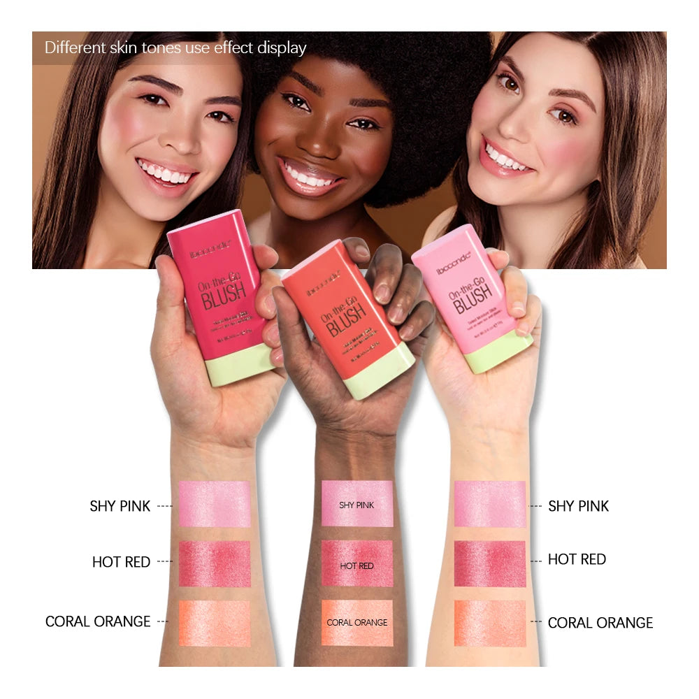 Tidesmit multi-functional blush stick shade swatch showing waterproof cream texture and high color rendering makeup
