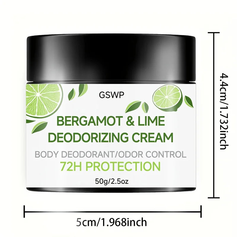 Tidesmit GSWP Bergamot & Lime Deodorant Cream for 72-hour all-over body odor control, 50g and 100g sizes