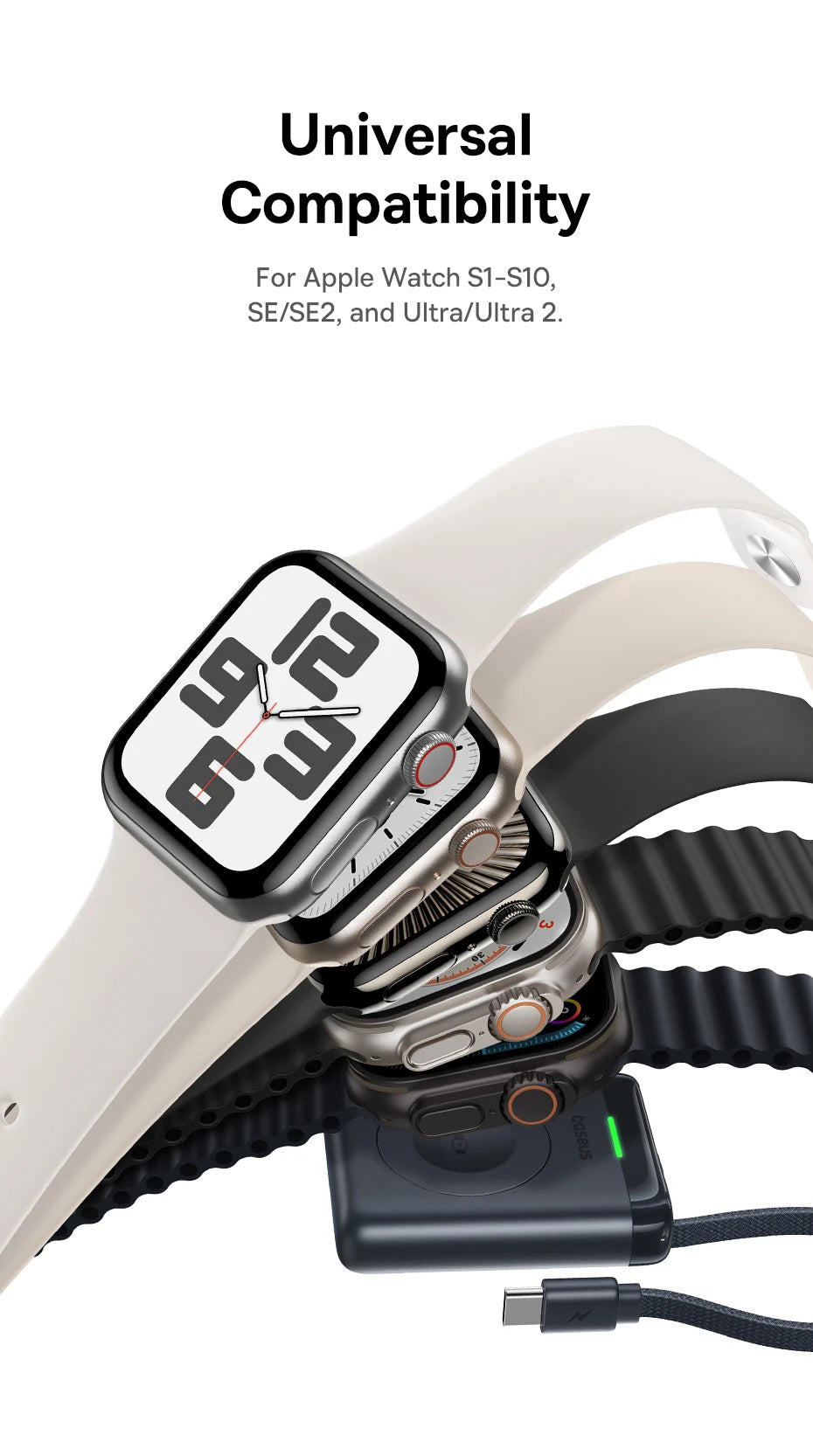 Magnetic Wireless Charger for Apple Watch - Fast USB-C Cable Tidesmit