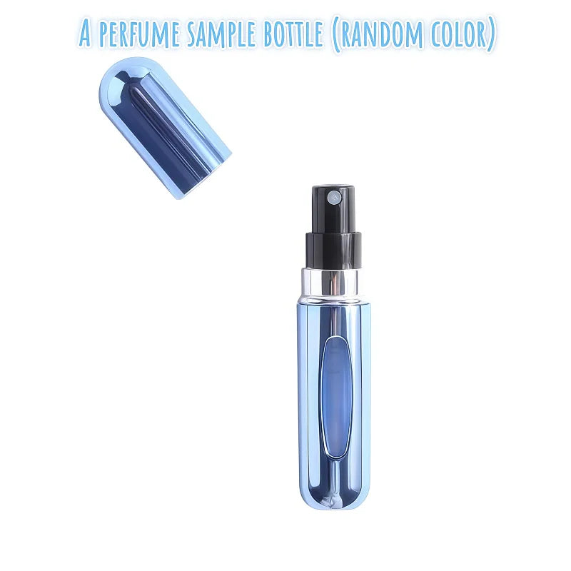 Arab Butterfly Unisex Eau de Parfum, fruity floral spray in a sleek refillable blue cylindrical travel bottle sample.