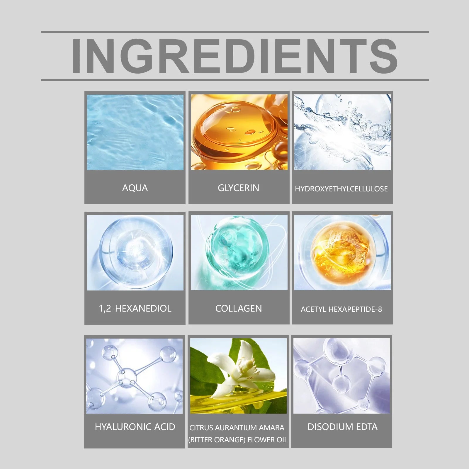 Tidesmit Korean micro molecule anti-aging serum kit texture close-up for firming and hydrating pore minimizing care