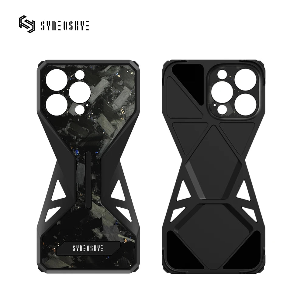 iPhone 16 Pro Max Case - Forged Carbon Fiber Metal Lens Guard Black Tidesmit