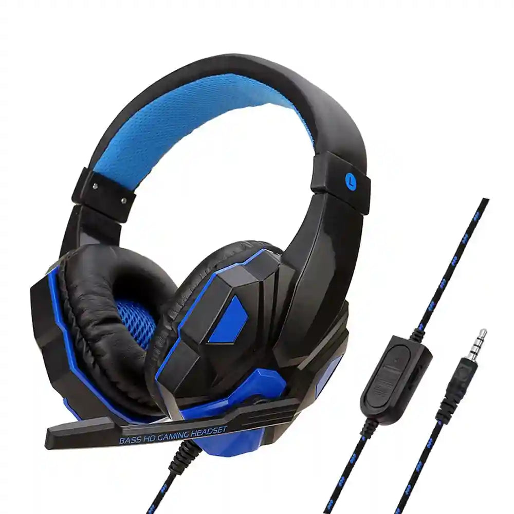Wired Gaming Headset with Microphone - Over-Ear Precision Audio Black-blue Tidesmit