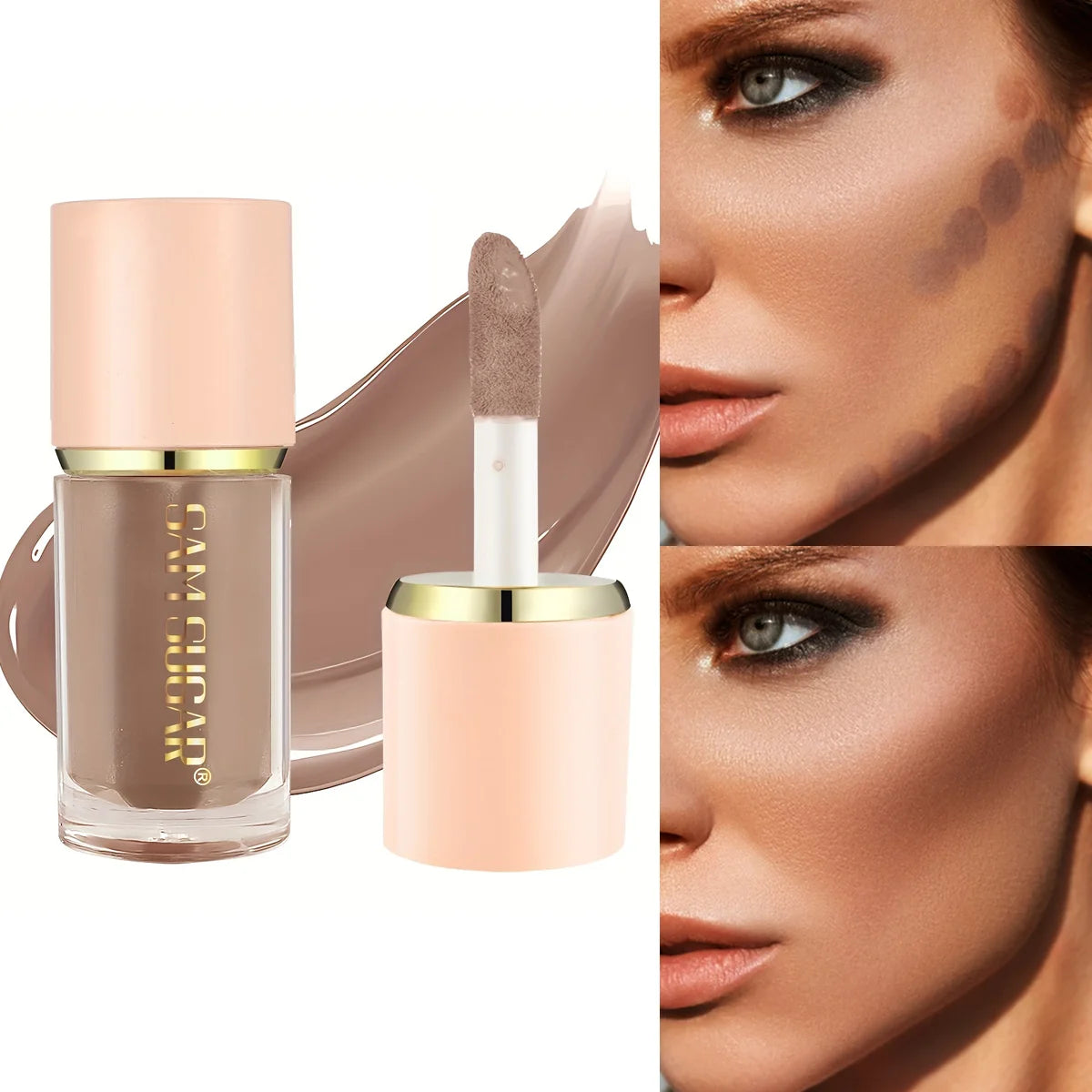 Tidesmit 2026 Beauty Glazed 2 Color Liquid Contouring shade swatch for matte waterproof V-face makeup shaping
