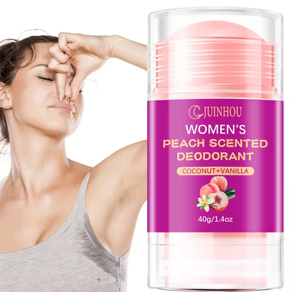 Tidesmit JUINHOU 40g peach scented deodorant stick for women, moisturizing antiperspirant for daily fresh protection.