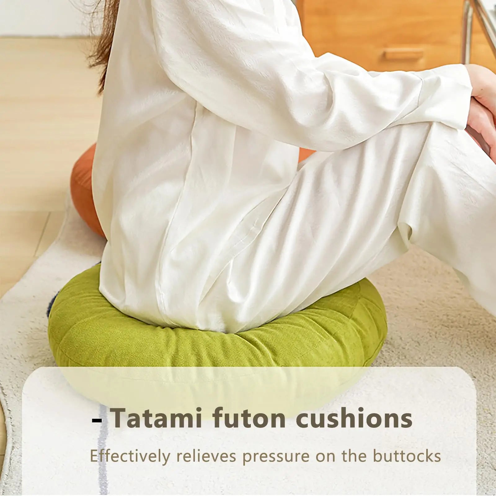 Thick Round Cushion,Soft & Comfortable Full-Filled Meditation Yoga Pillow, Bohemian Zen Home Decor in Vibrant Orange