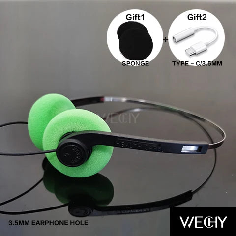 Retro Wired Headphones with Microphone - Lightweight Over-Ear Design Green-add-Android Tidesmit