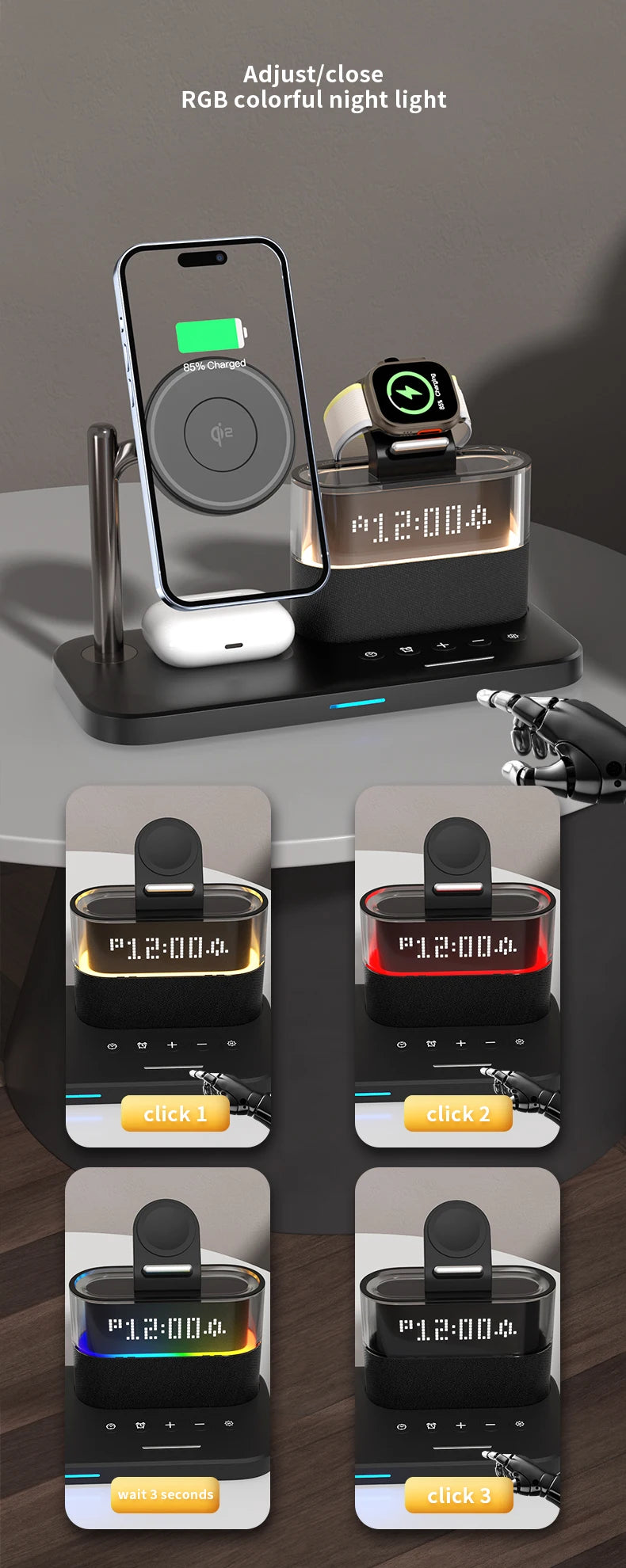 Tidesmit 3-in-1 Qi2 Wireless Charging Station for MagSafe Devices Tidesmit