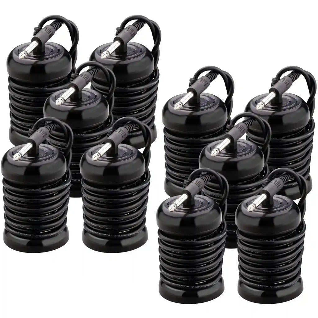 Set of black stainless steel ion detox arrays for hydrotherapy foot bath machines with connection cables.