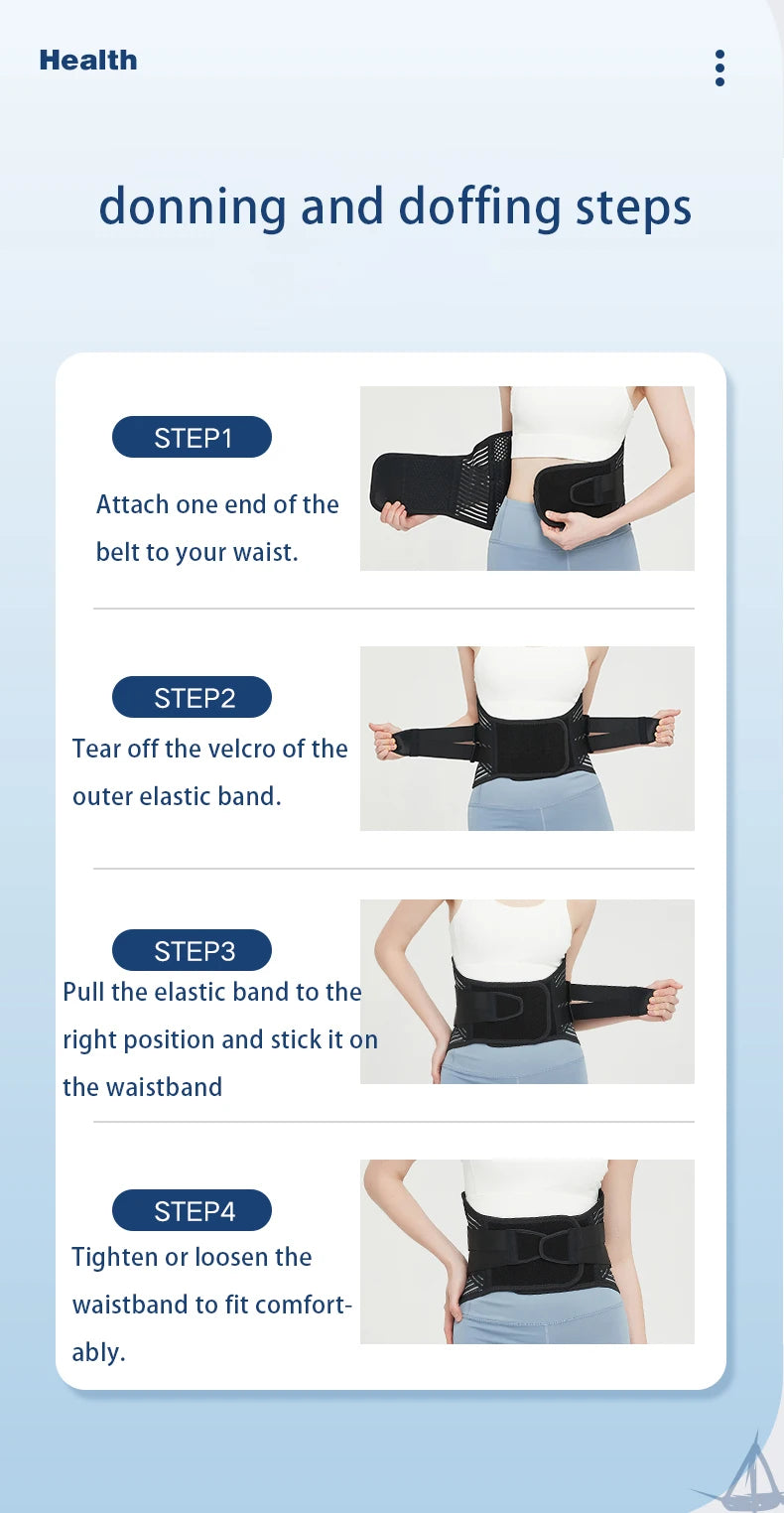 Back Support Brace for Lower Back Pain - Breathable Ergonomic Design Back Massage Instrument Tidesmit