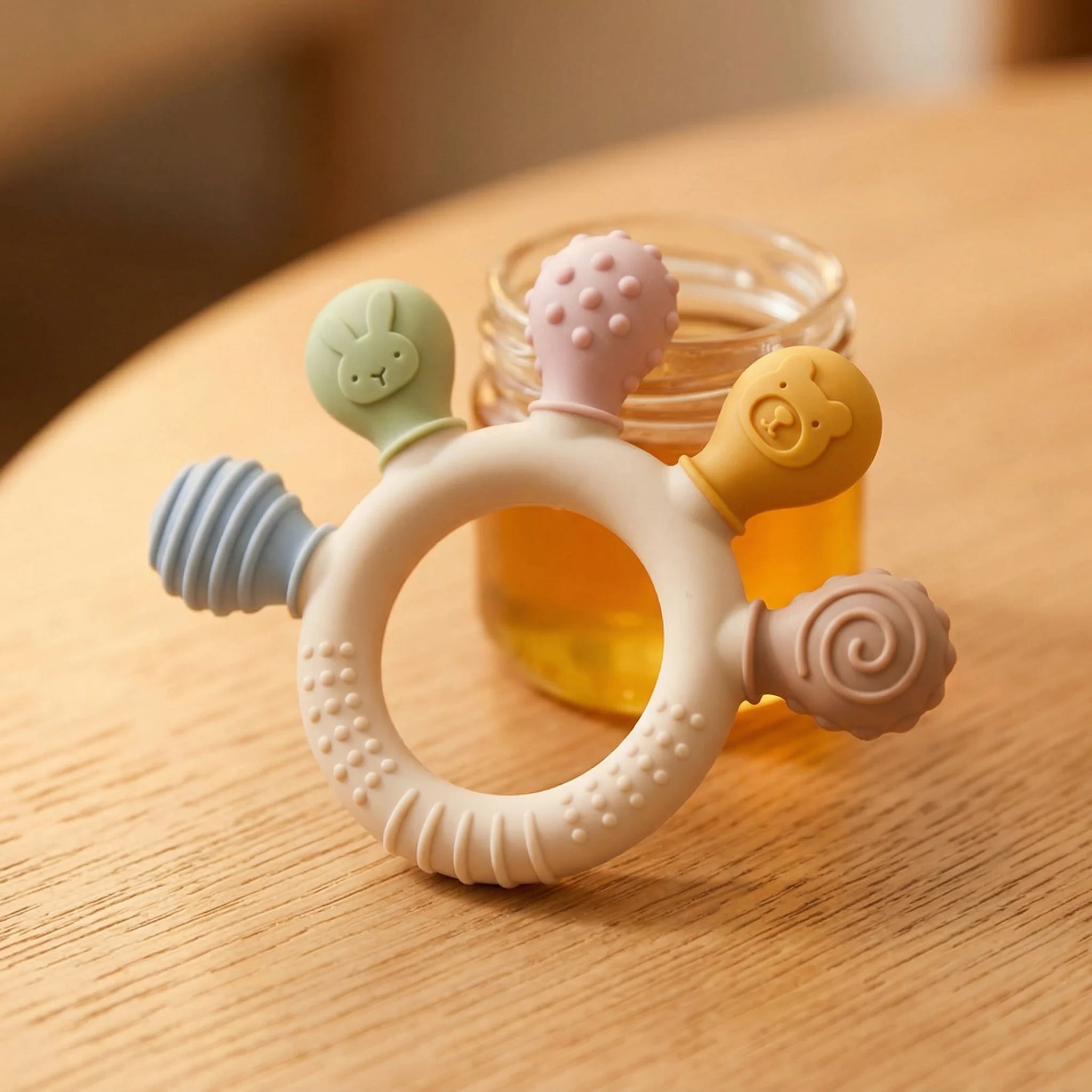 Silicone Baby Teether Toys 0-12Month Food Grade Toddlers Anxiety Teething Ring Sensory Toys Silicone Animal Soothing Accessories