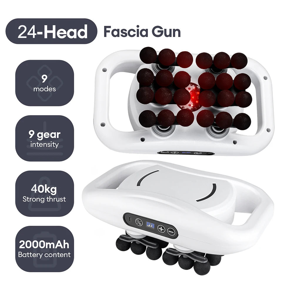 Deep Tissue Massage Gun - Portable Muscle Recovery Tool by Tidesmit Relaxation Treatment 24 head-White 1 Tidesmit