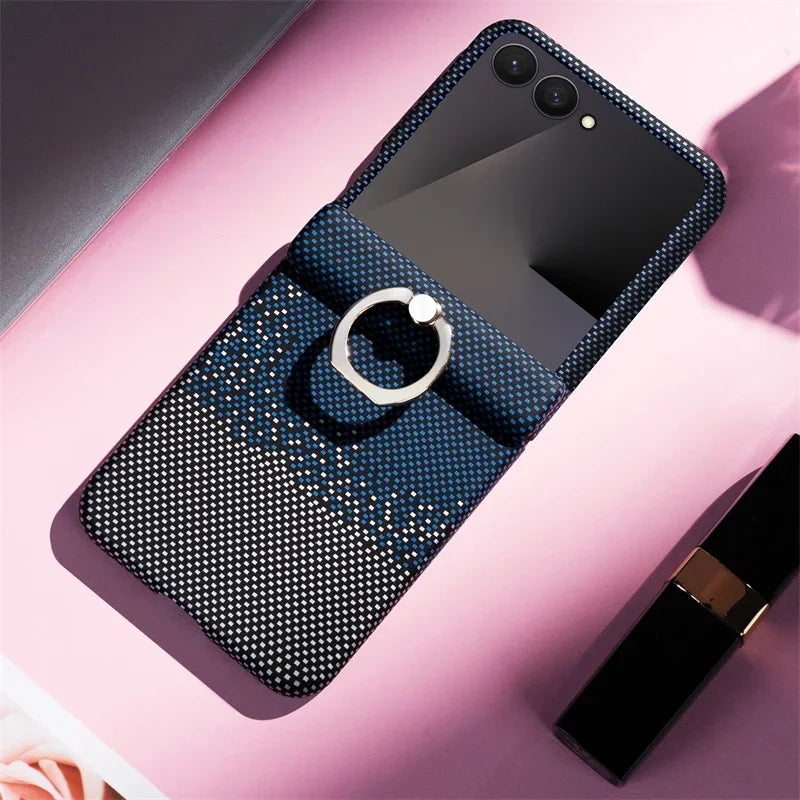 Samsung Galaxy Z Flip 7 Case | Carbon Fiber Magnetic Ring Stand Tidesmit