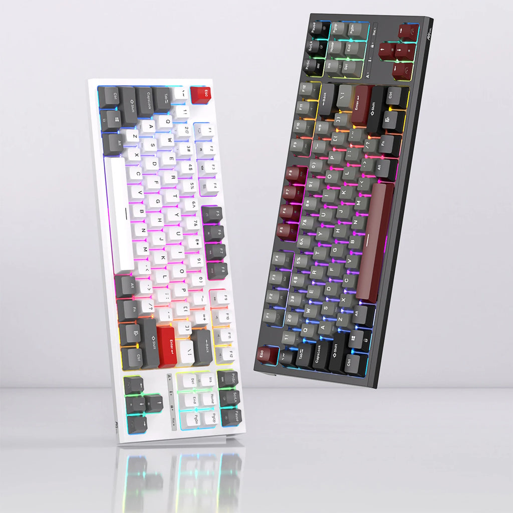RK ROYAL KLUDGE R87 Wired Brazilian Gamer Keyboard 87 Key RGB Backlit Hot-swappable Mechanical Keyboard Customised Keycaps