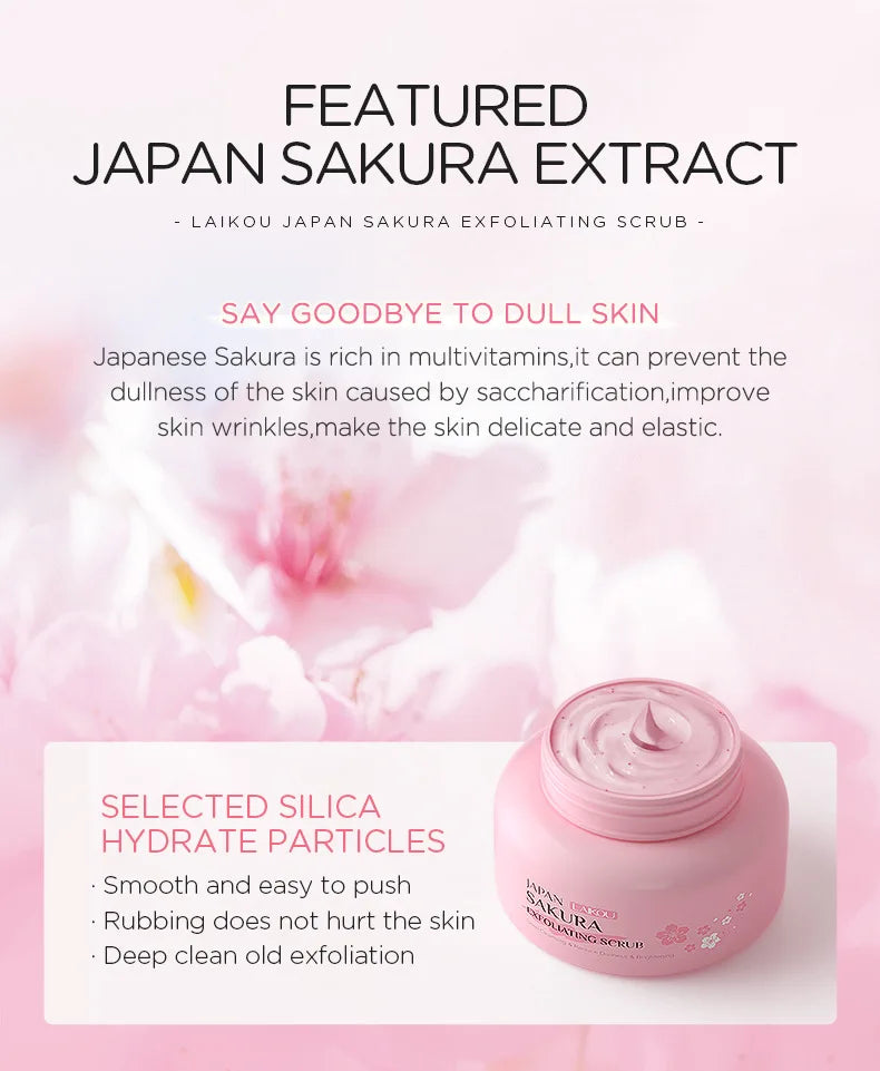 Sakura Exfoliating Scrub for Face & Body 100g - Natural Deep Cleansing Formula Scrubs Treatments Tidesmit