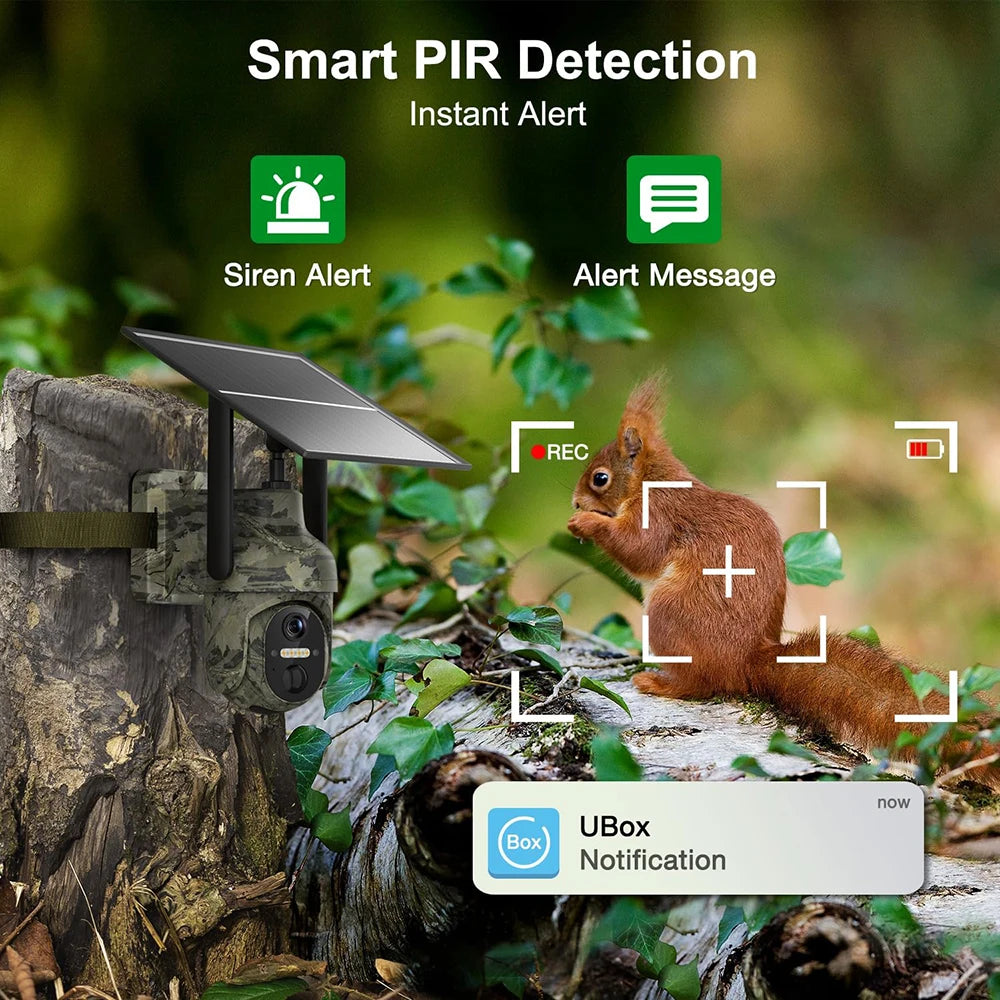 2K 3MP 4G Sim Card LTE Cellular Solar Powered Trail Hunting Wildlife Motion Activated Security Camera Outdoor Color Night Vision