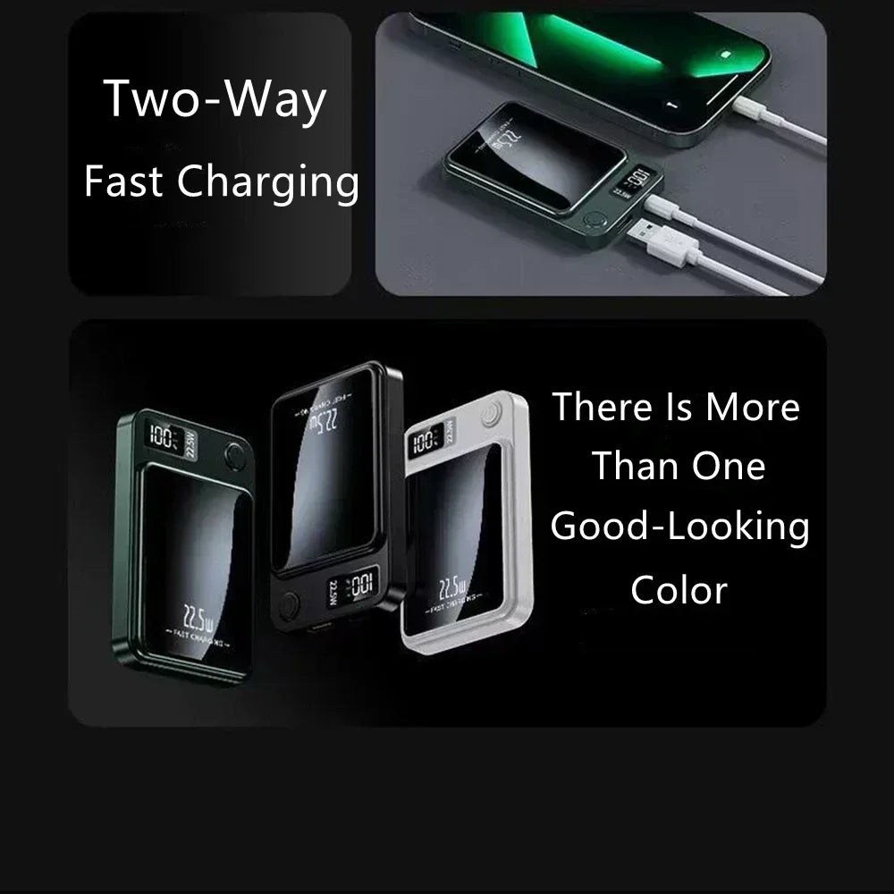 Magnetic Wireless Power Bank 50000mAh - Fast Charging USB-C Travel Battery Tidesmit