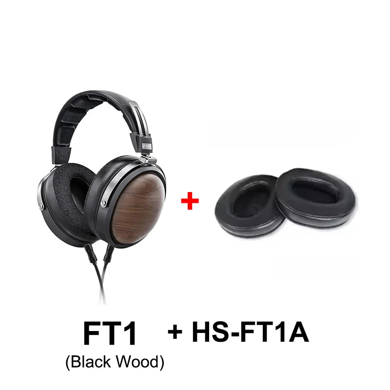 FiiO FT1 Closed-Back Over-Ear Headphones with 60mm Wood Driver BlackWood and HSFT1A Tidesmit