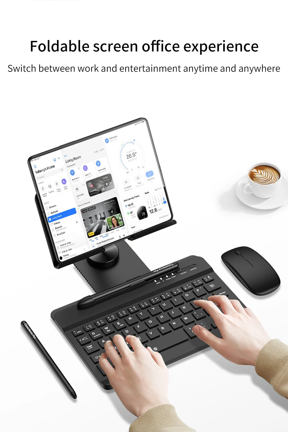 Wireless Keyboard and Mouse for Samsung Galaxy Z Fold Set - Navy/Black/Silver Tidesmit