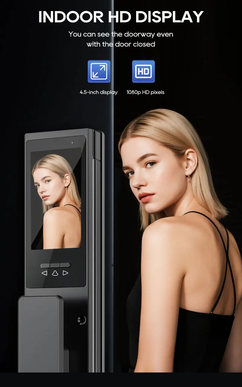 SANKESONG 3D Face Recognition Smart Door Lock,Palm Vein Recognition Video Smart Lock with Camera,Build-in WiFi,APP Control