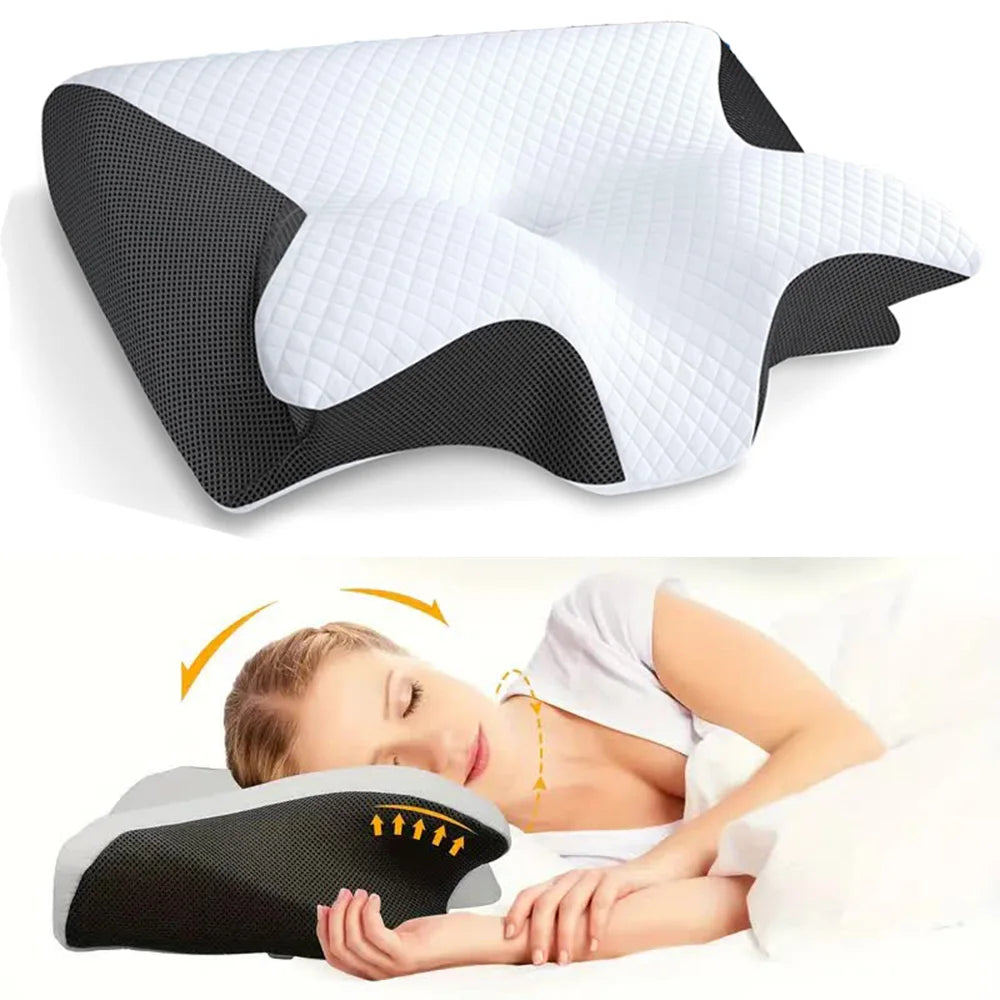 Memory Foam Neck Pillow for Cervical Support - Ergonomic Tidesmit Design Back Massage Instrument Tidesmit