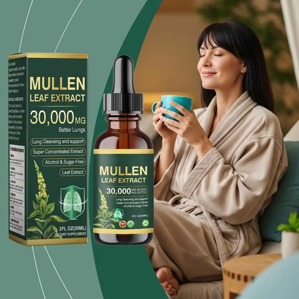 Fast Absorption Lung Clean Drops Natural Mullein Leaf Extract 30000mg Daily Respiratory Care Drops