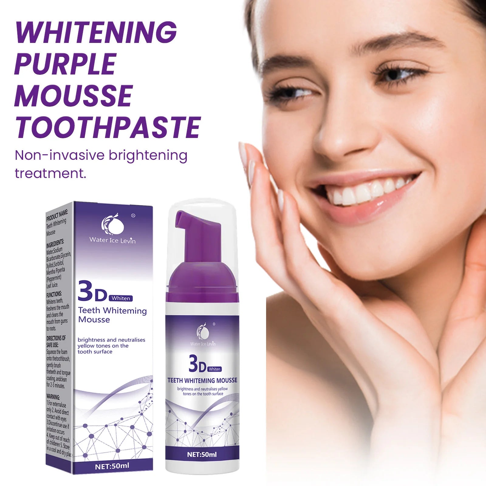 Tidesmit 50ml 3D Mousse Toothpaste for professional teeth whitening and yellow stain removal