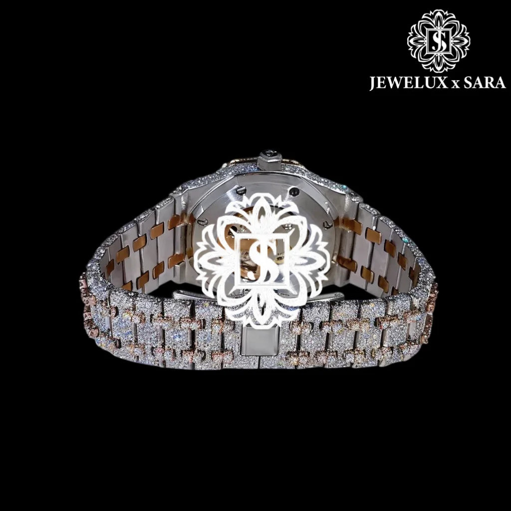 Best Quality Luxurious Mens Stainless Steel Watch with Black Automatic Movement Moissanite Diamond Available for Export Price