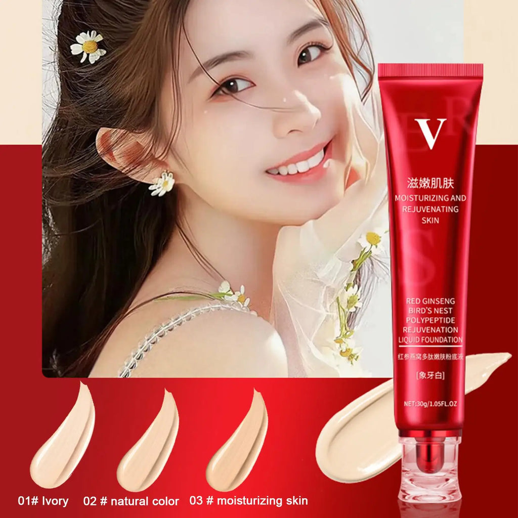 Tidesmit 30g Red Upgrade FV foundation texture close-up showing high coverage waterproof oil control luxury base