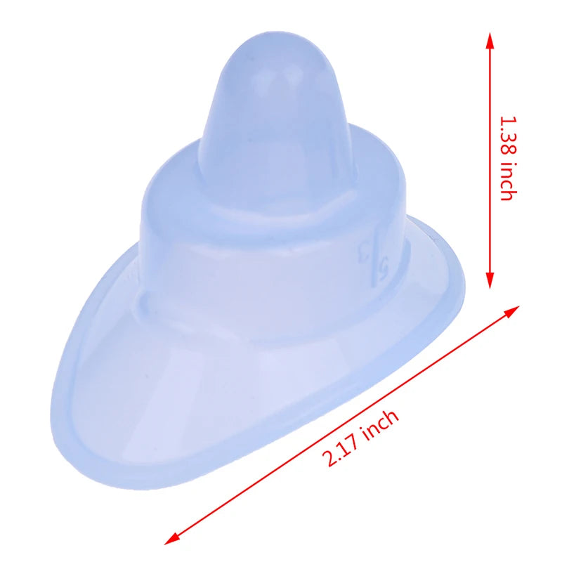 Blue soft silicone reusable eyewash cup for eye cleaning with dimensions 2.17 inch by 1.38 inch.