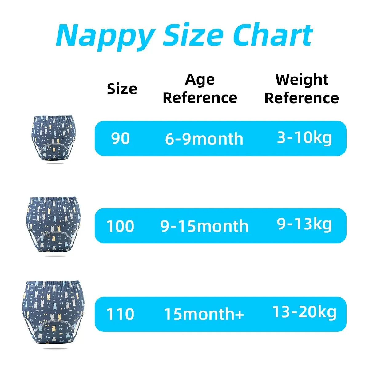 1PC Baby Cotton Diaper Infant Cloth Nappy Breathable Toilet Training Pant Reusable Cotton Newborn Baby Training Pants 0-3Year
