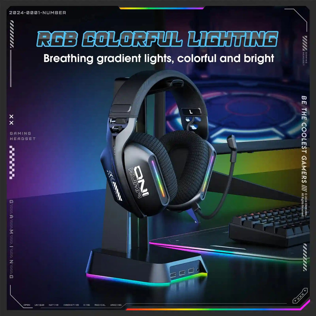 Wireless Gaming Headset: Tri-Mode Bluetooth 2.4G for PC & PS5 (GT808) Tidesmit