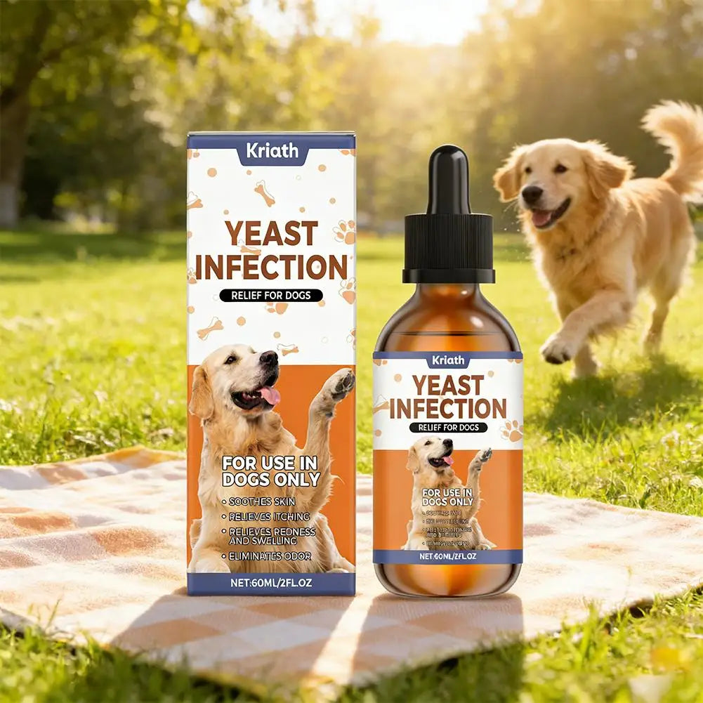60ml herbal dog yeast infection drops for soothing itchy skin and maintaining a healthy, odor-free coat.