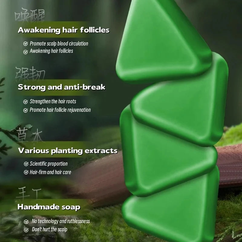 Usman Grass Platycladus Herbal Shampoo Soap Natural Hair Loss Treat Strengthens Roots Controls Oil Cleanses Scalp Hair Growth