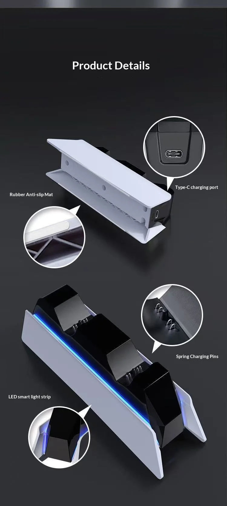 PS5 DualSense Charging Station: Fast Dual Dock for Sony Controllers Tidesmit