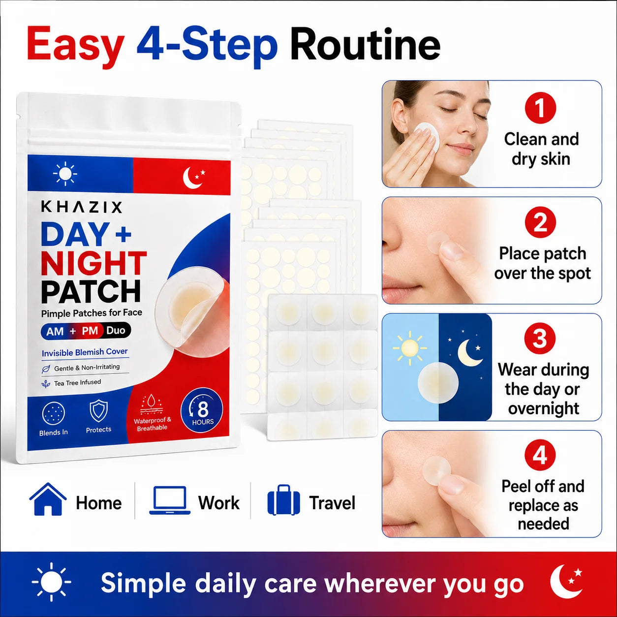 12/24PCSPatches Acne Treatment Patch, Absorbs Pimple And Acne, Hydrocolloid Acne Pimple Patch For Covering Zits And Blemishes