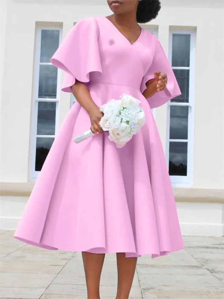 Wmstar Dresses for Women V Neck Elegant Fashion Party Maxi Dress New in Summer Fashion Clothes Wholesale Dropshipping S-3XL