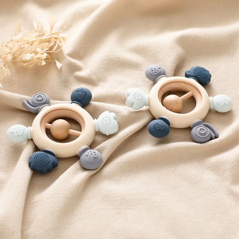 1Pcs Food Grade Baby Silicone Teether Toy Cartoon Car Nursing Teething Ring BPA Free Newborn Health Molar Chewing Accessorie Toy