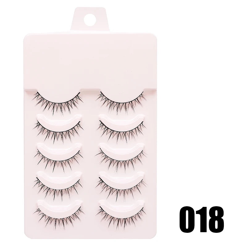 Anime Manga False Eyelashes - Natural Wispy Faux Lashes - 5 Pairs Set False Eyelashes 018 Tidesmit