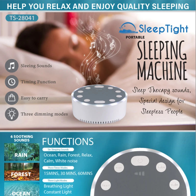 5V White Noise Machine Light Baby Sleep Soother Sound Player Breathing Light Sleep Instrument Auto-off Timer White Noise Player