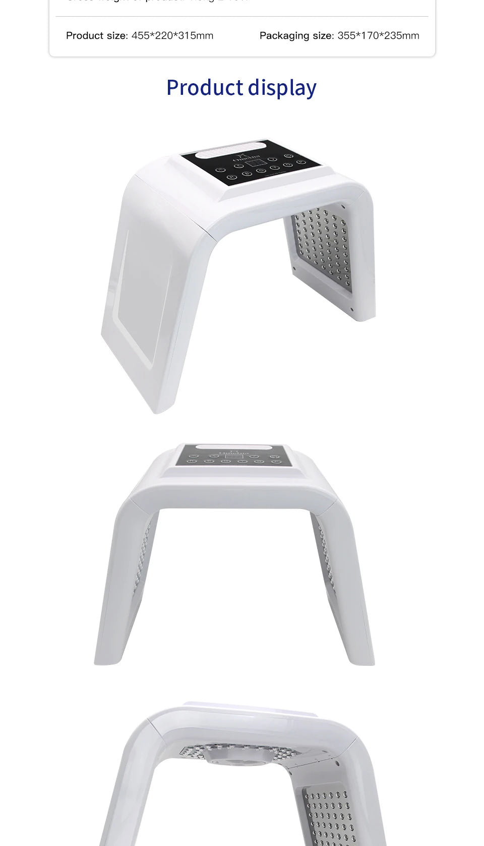 White 7-color PDT LED light therapy facial mask device for home skin rejuvenation, acne, and anti-aging treatment.
